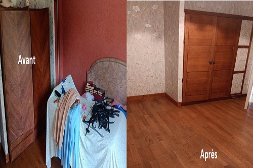 Chambre encombrée avant débarras